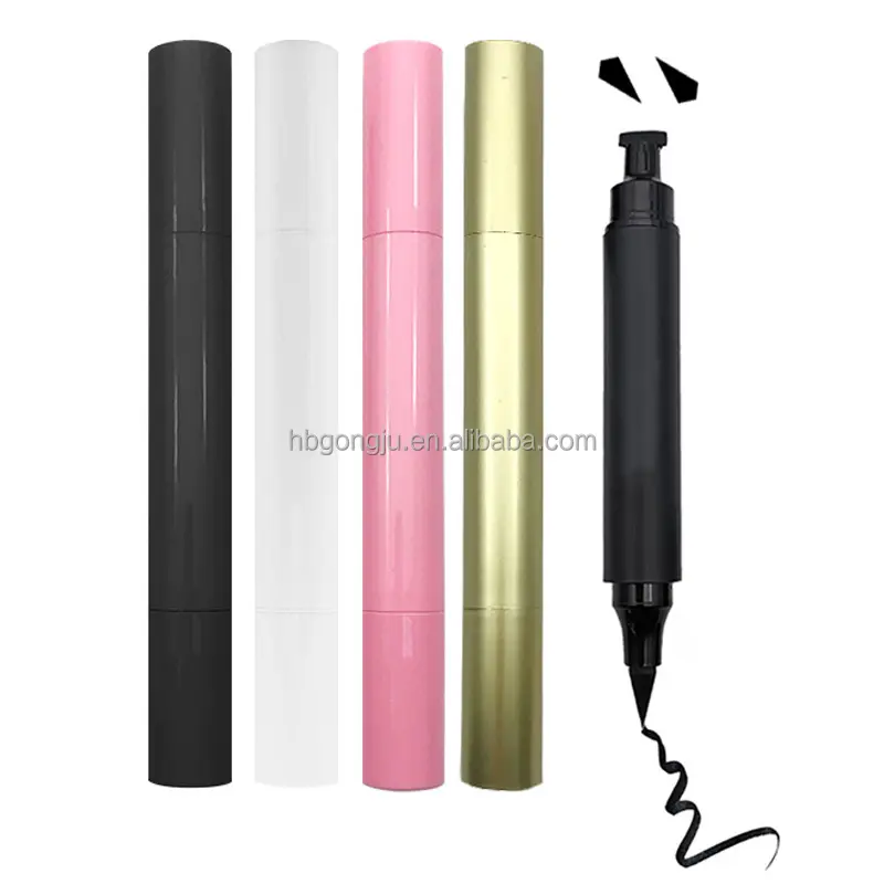 Yapışkanlı eyeliner vegan yüksek pigment 2 in 1 su geçirmez sıvı eyeliner damga pembe eyeliner makyaj kalemler kendi logosu ile