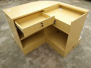 木制收银台设计现代零售柜台超市商店收银台设计 - Product Image 4