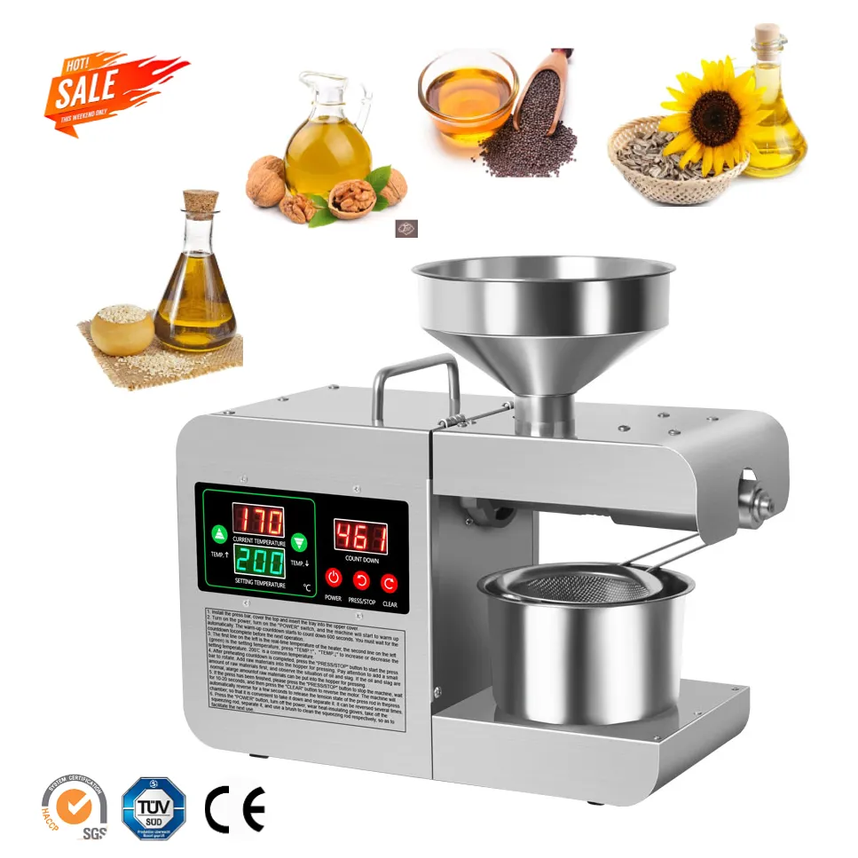 Máquina de prensado de aceite de cocina, extractor de filtro de aceite de semilla de lino, máquina de prensado de aceite de soja, molino
