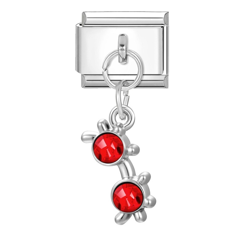 Pendentif à fond en acier-lunettes rouges