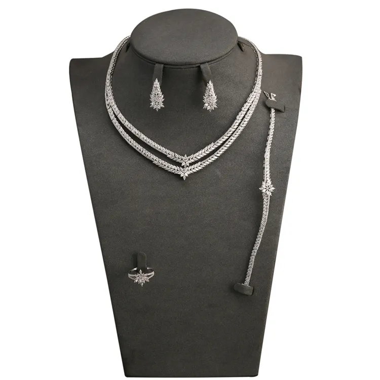 Conjunto de joias de luxo estilo saudi dubai, conjunto de joias de ouro zircônia cúbica, conjunto de joias para casamento