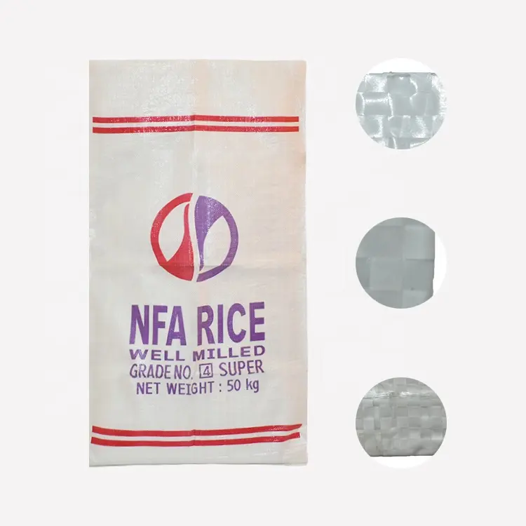 Custom אורז שקיות סוכר שקית pp ארוג עיצוב 50kg פוליפרופילן שקיות