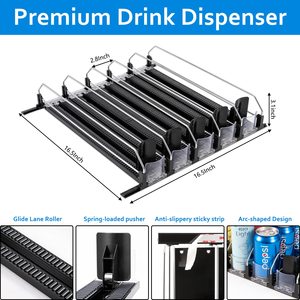Sistema di Pusher per scaffali a scorrimento automatico Organizer per bevande da frigorifero nero può erogare uno Pusher a molla in plastica - Product Image 3