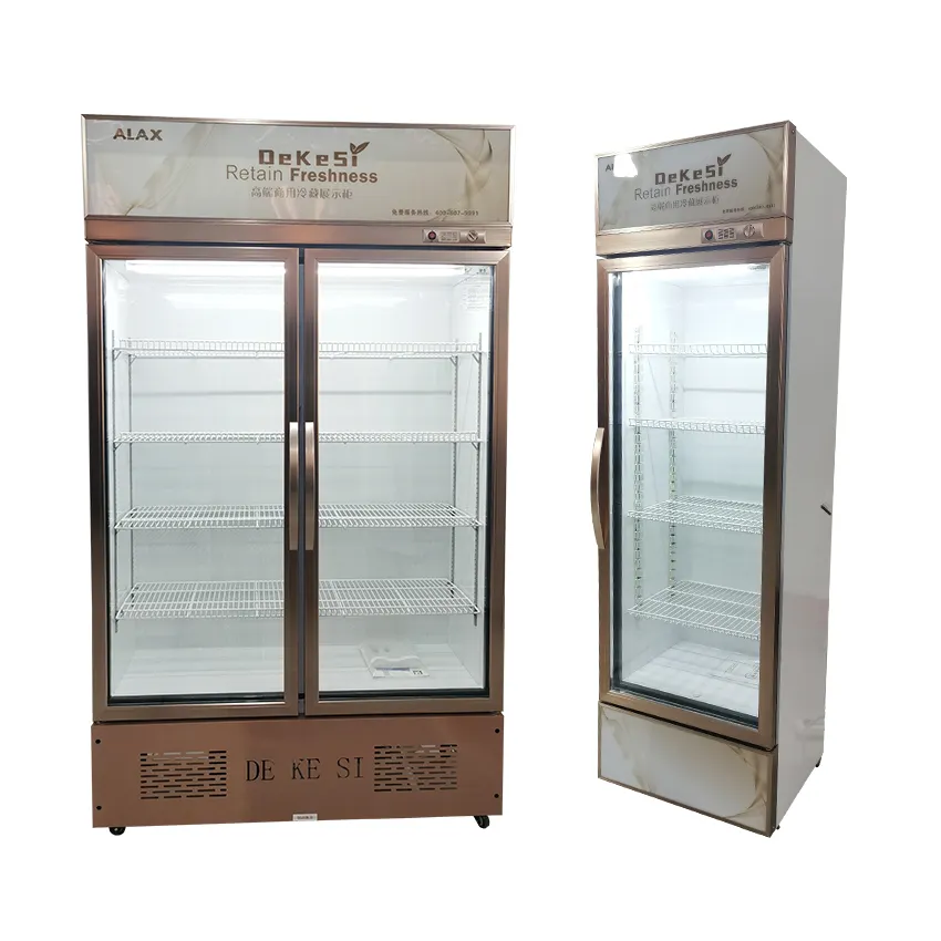 Réfrigérateur à boissons porte en verre transparent, boissons fraîches, de sécurité, pour supermarché, vertical libre, stockage de boissons
