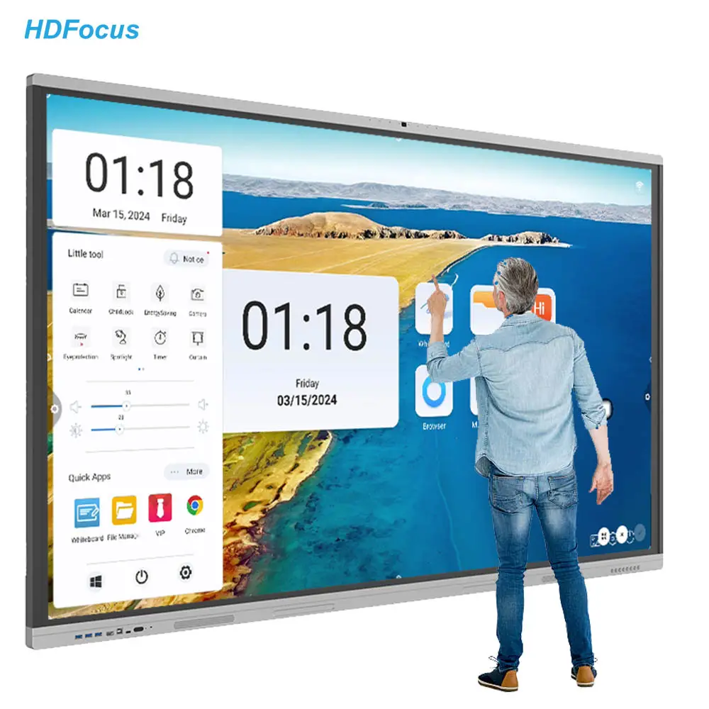 Hdfocus 4K Lcd-Scherm Smart Bord Interactief Whiteboard Panel Digitaal Smart Interactief Bord Voor School