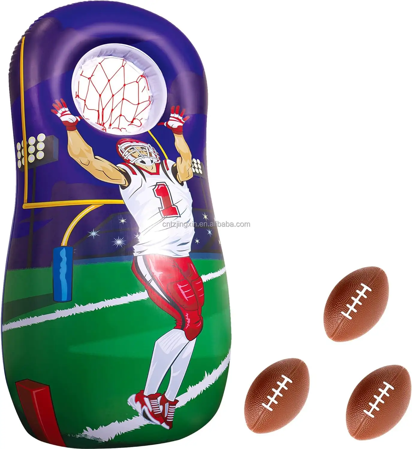 Fabbrica su misura in PVC gonfiabile Quarterback calcio spiaggia calcio porta giochi per feste Tumbler rete tasca genitore-bambino sport