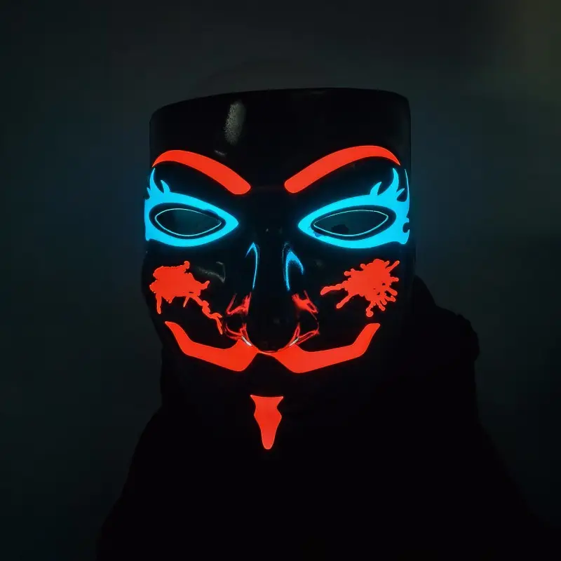 Maschera illuminata incandescente spaventosa Cosplay Costume in maschera Glow LED 3D maschera per eventi di festa di Halloween