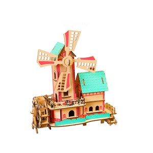 Fırıldak yazlık genç yetişkin bilmecenin montaj ahşap oyuncak 3D DIY ahşap yel değirmenleri bulmaca - Product Image 1