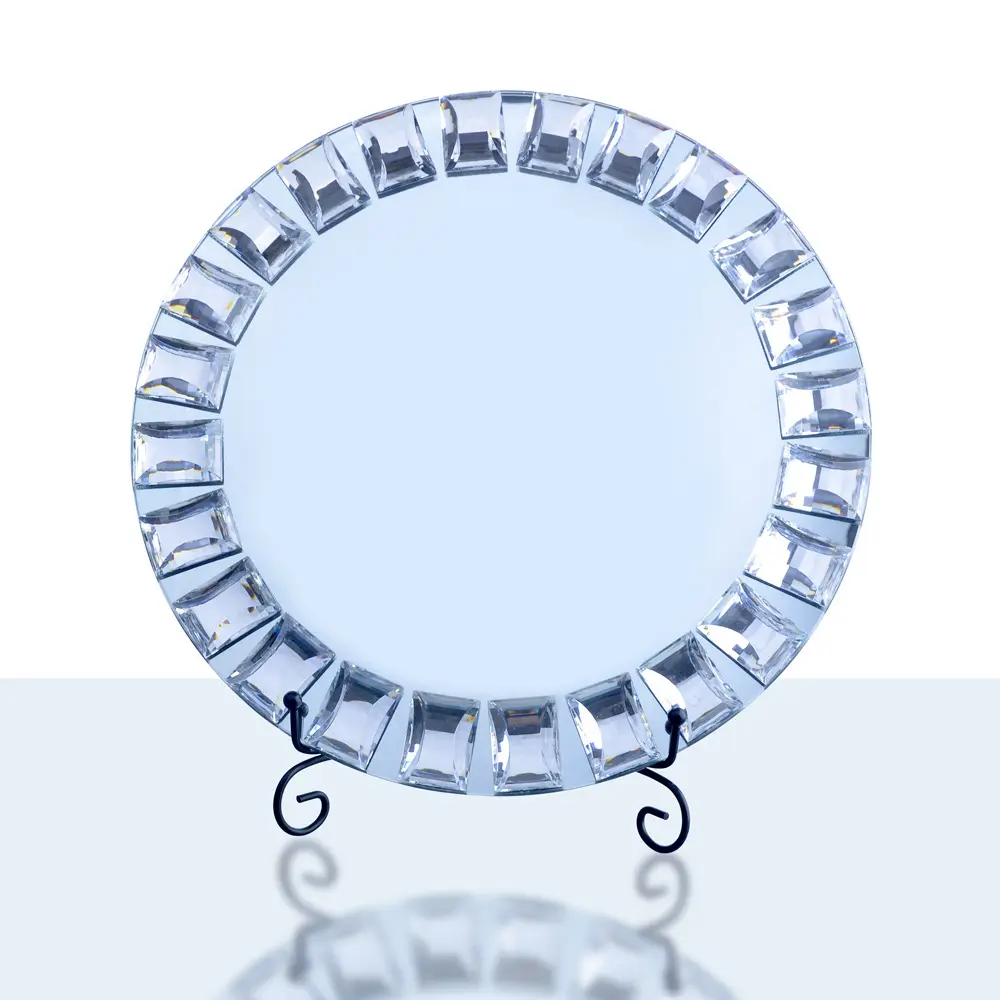 Plaques de chargeur cristal diamant miroir, vente en gros, 12 pièces