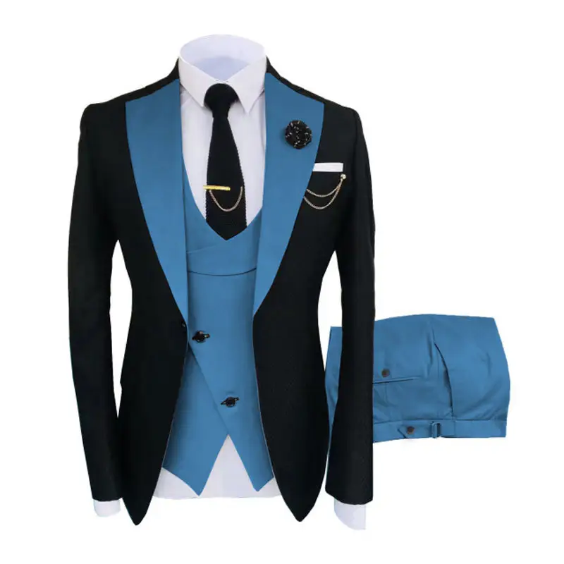 Slim Fit Bruidegom Bruiloft Business Smoking Formele Gentleman 3 Stuks Blazer Ontwerpen Voor Set Mannen Pakken