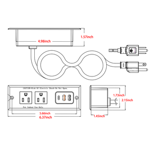 USB + Type-C быструю зарядку настольные розетки с 2-мя гнездами настольного освещения аксессуары со скрытым кабелем США штекер - Product Image 5