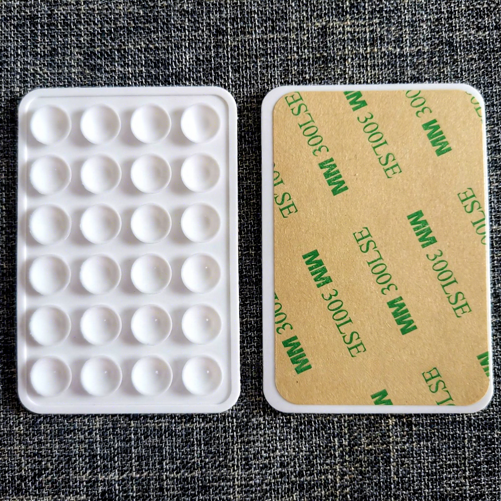 White with adhesive-thickened 24 square suction cups