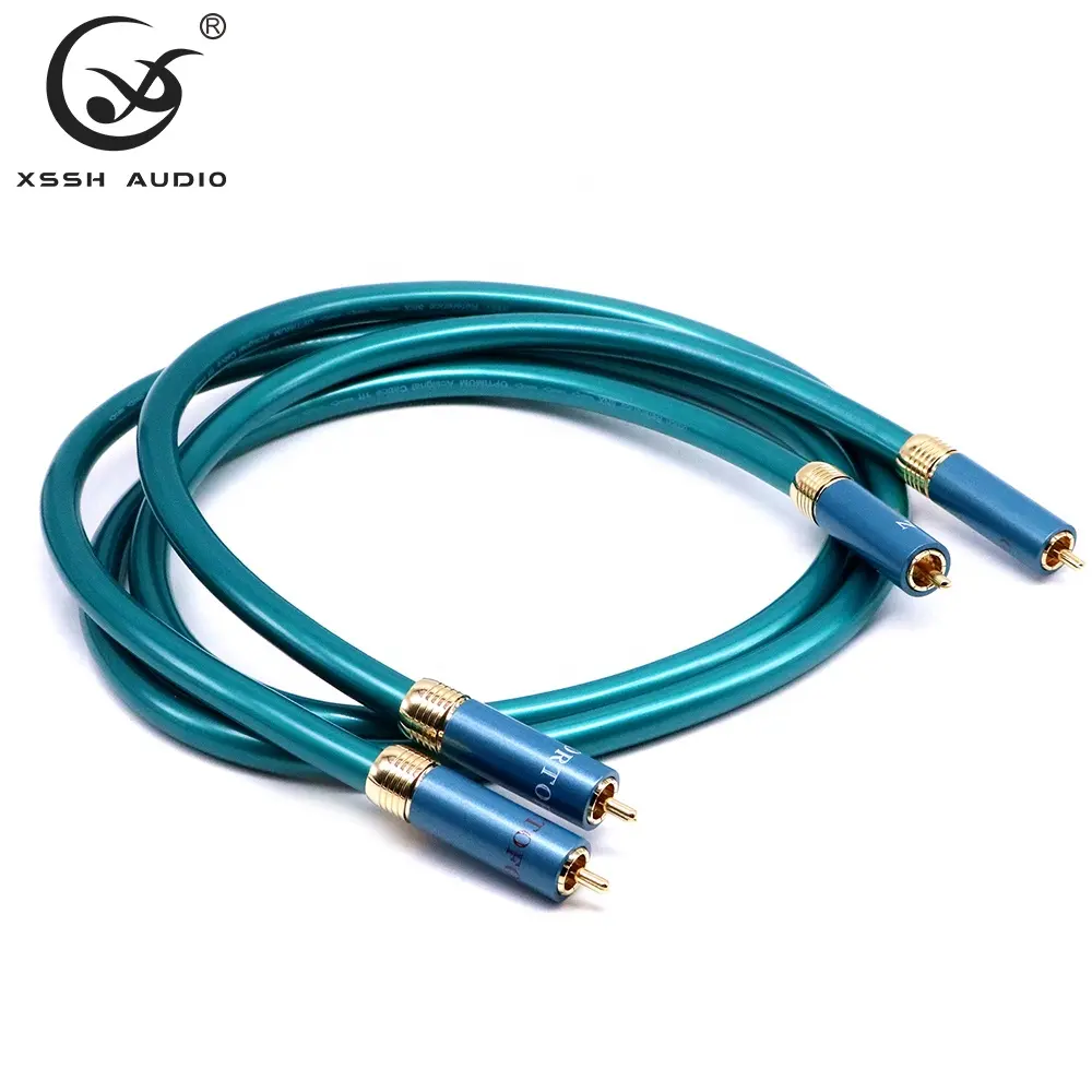 Kabel Koneksi RCA Pria Ke RCA YIVO HIFI OEM ODM DIY 8N Tembaga 2 Inti Kabel Terlindung Kabel Audio & Video dengan Steker