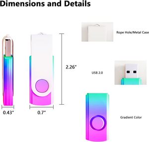 批发散装10包USB 2.0旋转设计闪存驱动器8GB容量笔式渐变颜色64gb 256GB数据存储盒 - Product Image 4