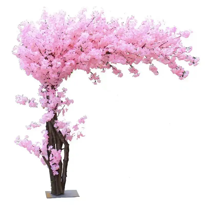 Trang trí cho trang trí nội thất trong nhà ngoài trời nội thất lớn màu hồng trắng cong hoa anh đào hoa cây lớn cây nhân tạo cây
