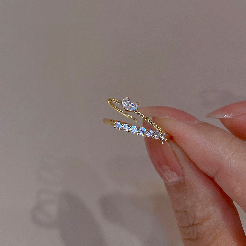 34# Bague - Or - Coeur (Ensemble 2 pièces)