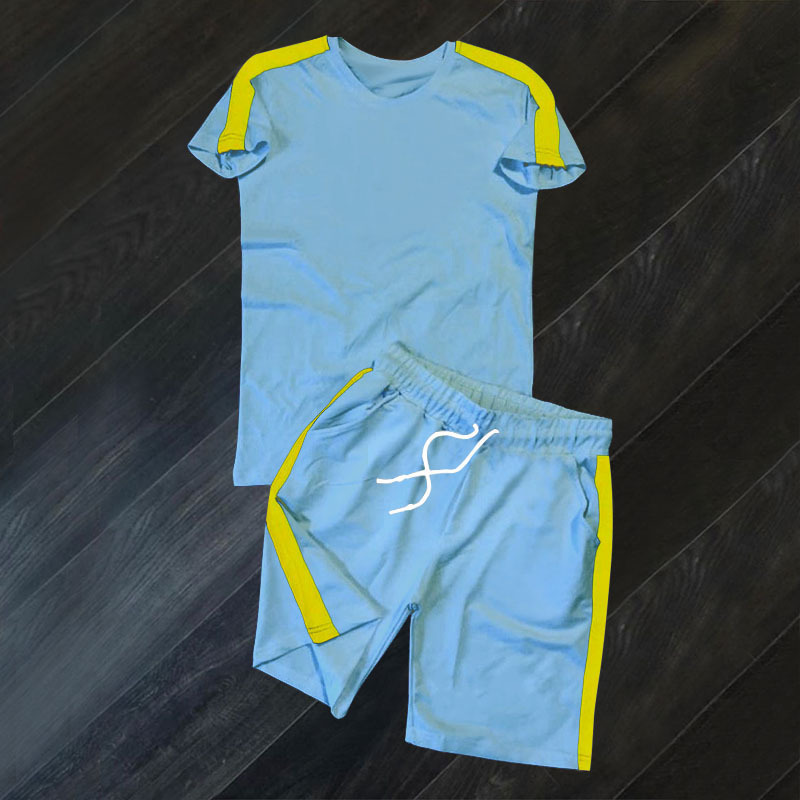 Bleu lac avec bande jaune
