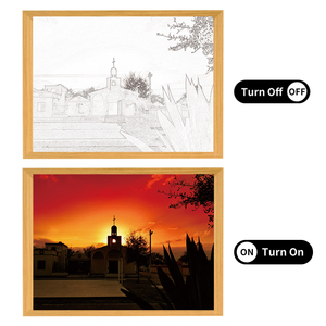 Marco de visualización de fotos creativo de tamaño A4 personalizado marco de madera impreso UV <span class=keywords><strong>Simple</strong></span> moderno con función de iluminación Flip to A3 Style