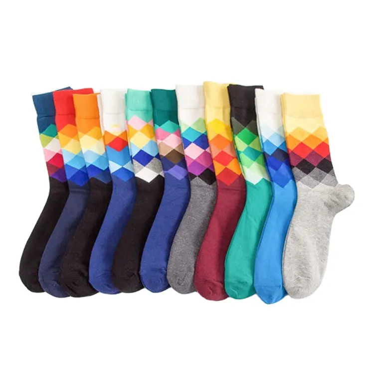 11 Farben Argyle gemusterte Baumwolle bunte Crew stricken Geschäfts leute Kleid Socken