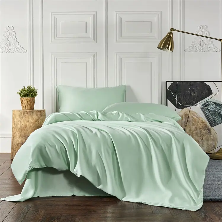 OEKO Casa di Lusso Biancheria Da Letto Super Soft di Raffreddamento È Sceso Al 100% Organic Lyocell Bambù Turchese Lenzuola di Colore Set di Biancheria Da Letto In UN Sacchetto