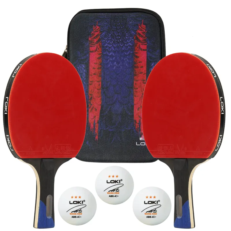 Technologie de tube de carbone Loki raquette de ping-pong ayous core battes de tennis de table avec 2 raquettes et 3 balles