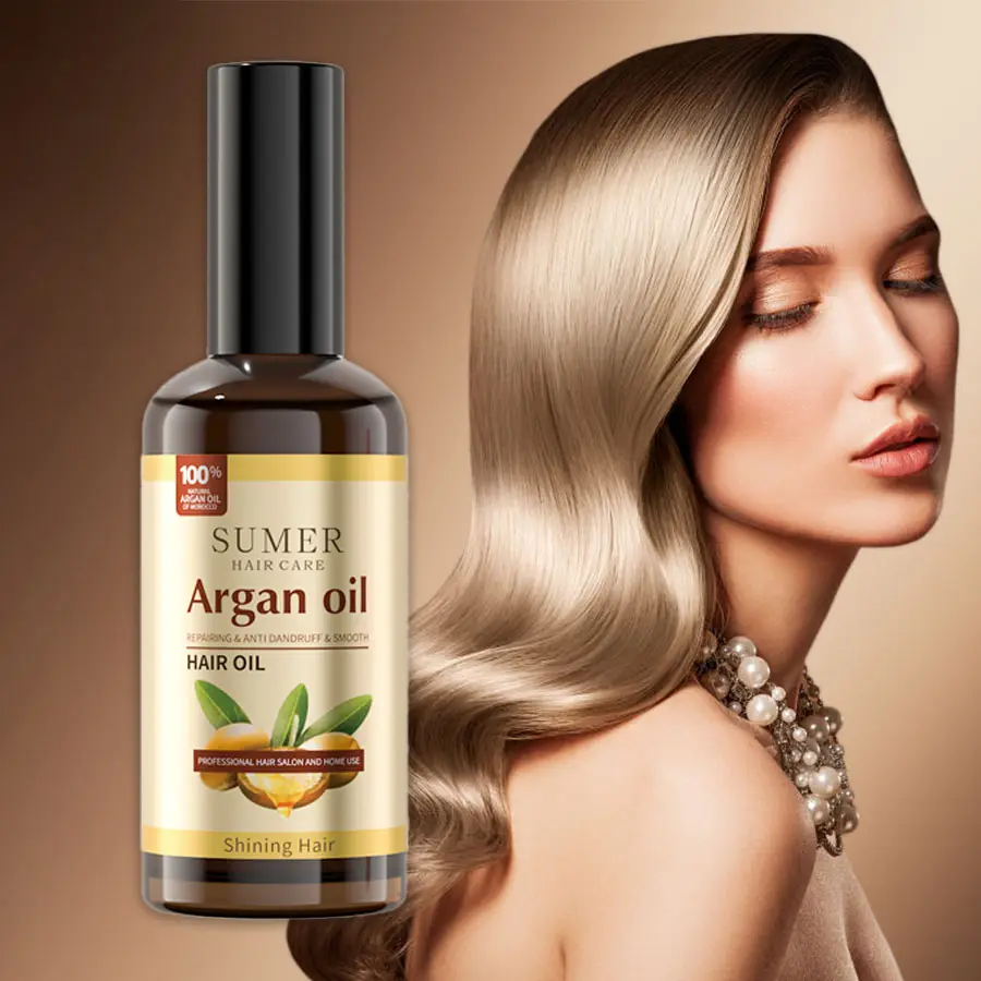 El aceite de argán marroquí orgánico Natural 100% promueve el aceite esencial de queratina saludable para el cabello de hombres y mujeres