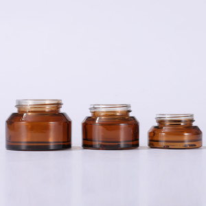 Frasco de vidro marrom para maquiagem, frasco de creme para os olhos marrom de 50g, frasco de creme à prova de luz marrom de 30g, conjunto de frascos de creme âmbar vazios de 15g