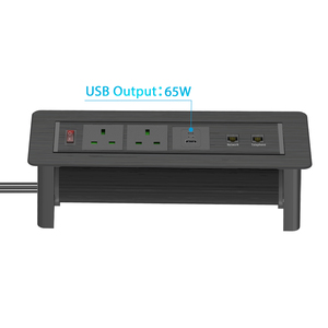 Zócalo de escritorio abatible hacia arriba manual empotrado multifunción de oficina Zócalo giratorio oculto de escritorio con cargador de 65W PARA EL USB-C - Product Image 2