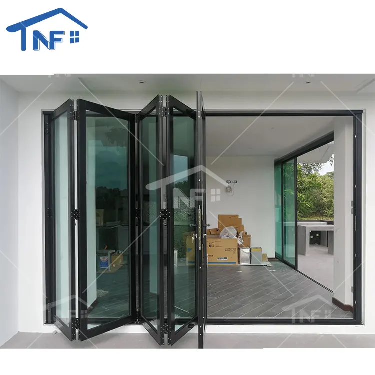 Portes pliantes de taille américaine Porte pliante en aluminium pour patio Porte pliante en verre pour impact d'ouragan