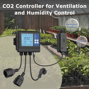 Controlador de CO2 Monitor de dióxido de carbono Sensores inteligentes de CO2 Tres salidas compatibles con temperatura y humedad para invernadero de sala de cultivo - Product Image 4