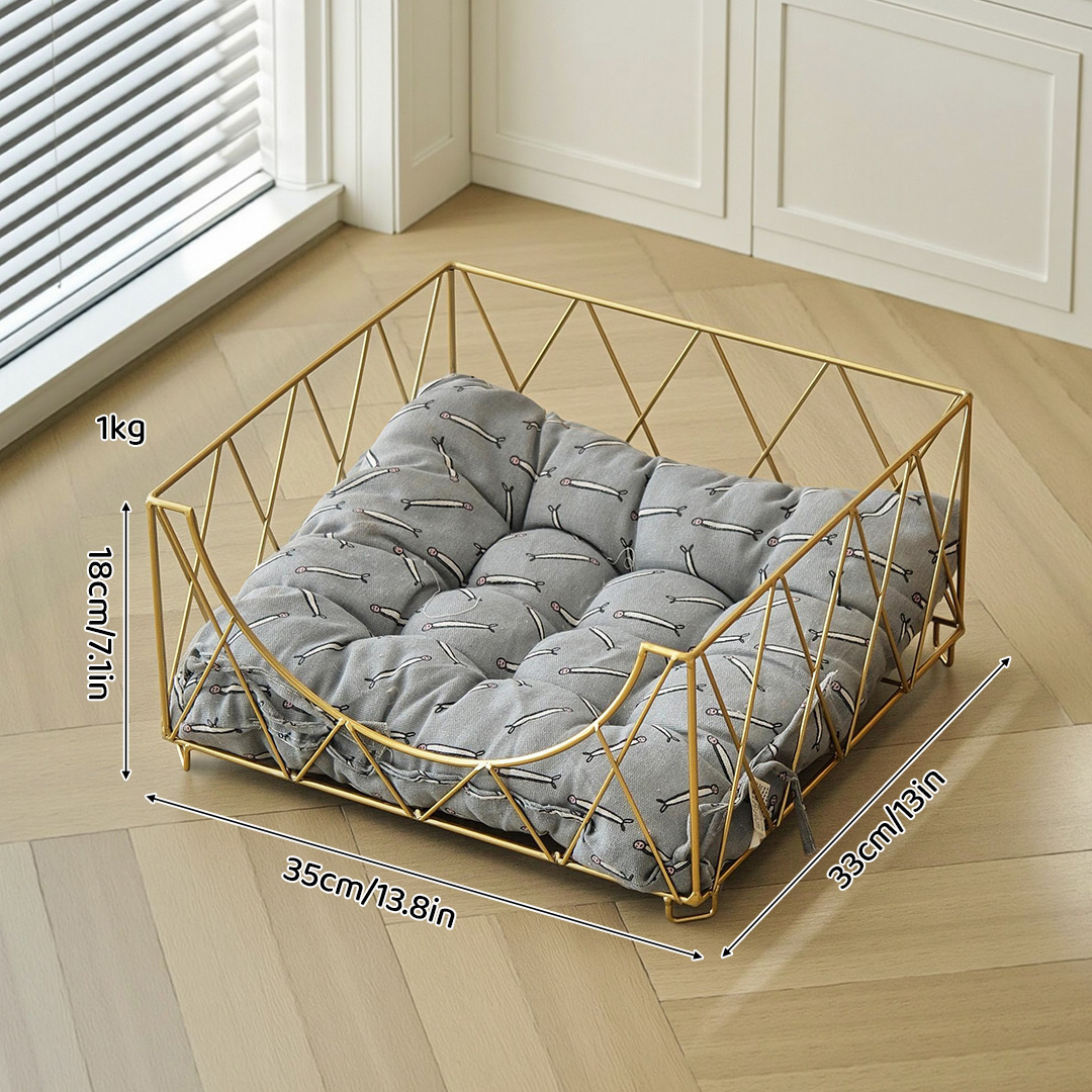 Golden Iron Pet Bed - Random Pet Mat Included