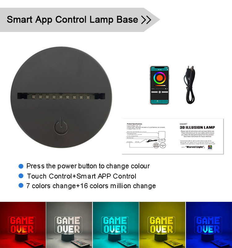 Base de lampe noire (16 millions de couleurs)