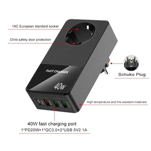 Recém-projetado Europeu Viagem Adaptador Soquete Tomada Portátil com <span class=keywords><strong>USB</strong></span> Quick Charge Power Strip com PD20W + QC3.0 Carregamento Porto