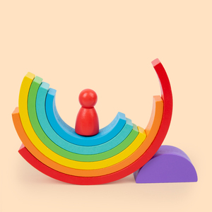 <strong>Rainbow</strong> Stacking Building Blocks Building Blocks Wood Game Educational Toys for Kids - Product Image 2