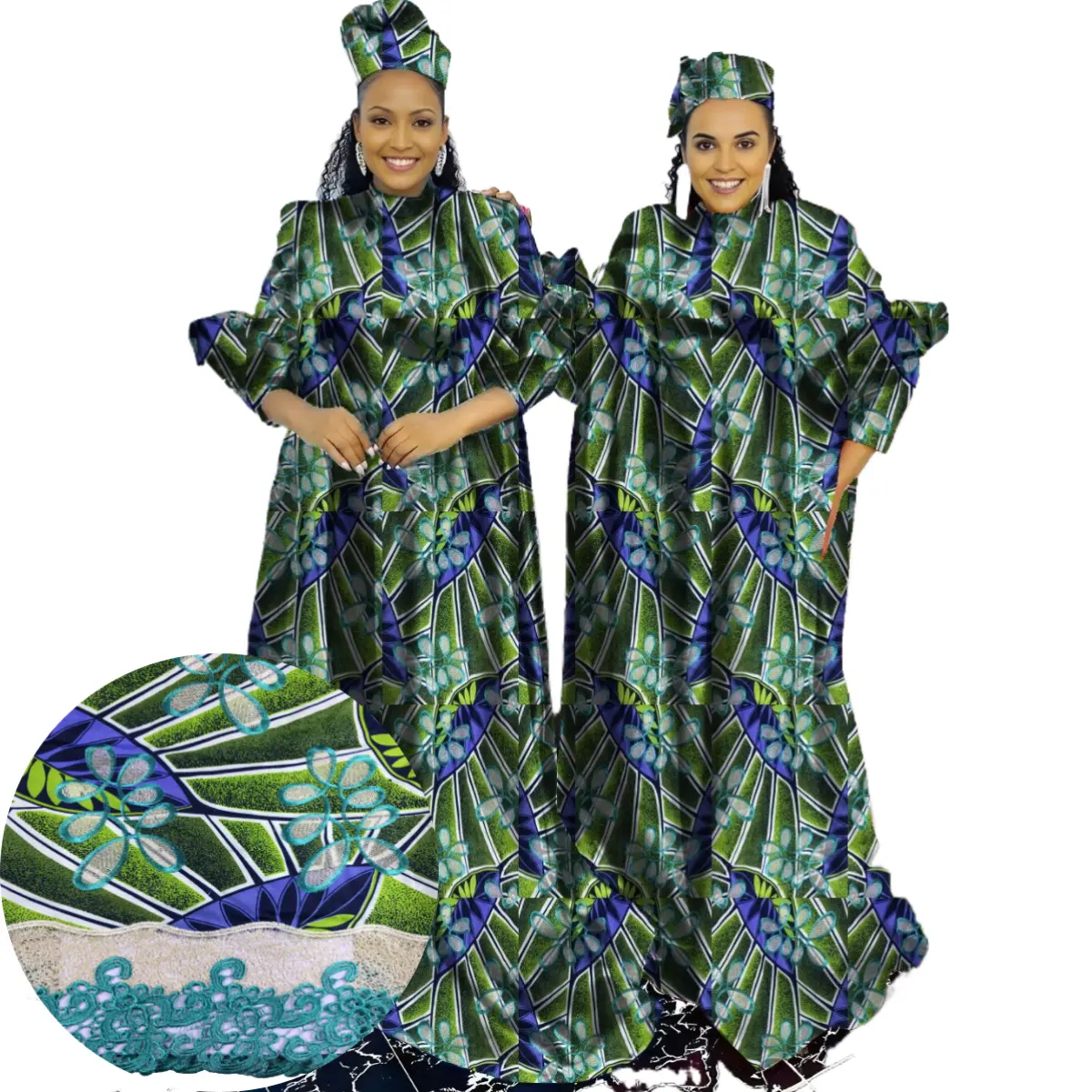 نسيج أنقرة أفريقي راقٍ مطرز بالشمع من الدانتيل والقطن لفستان الزفاف