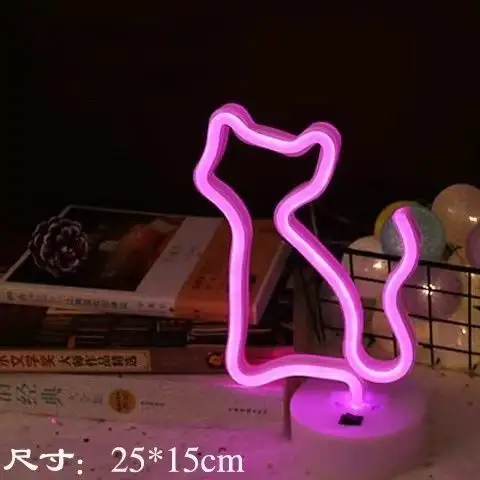 חתול דמות ניאון אור LED דקור מנורת סימן אורות בעלי החיים חנות USB & סוללה טעינה בית חנות מסיבת בר חג המולד קיר