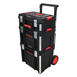 VERTAK大型塑料车库工具组专业箱手推车五金可堆叠工具箱组 - Product Image 6