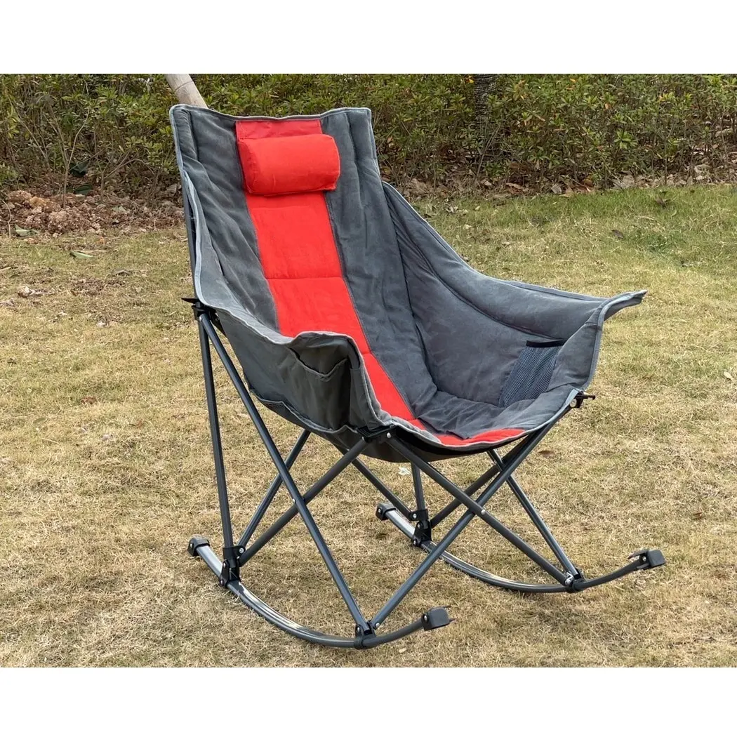 Nouveau produit chaise berçante de camping en plein air de haute qualité avec oreiller appuie-tête
