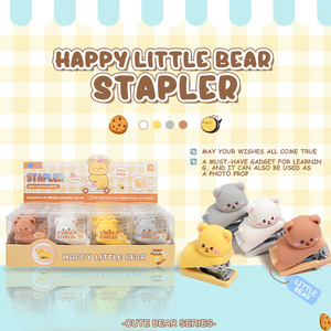 Agrafeuse de dessin animé ours mignon, 16 pièces avec un design adorable, une excellente aide pour la reliure des étudiants et du bureau - Product Image 1