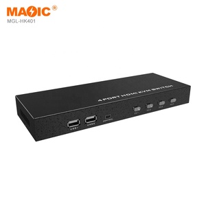 4k 60hz自动HDMI 2.0双屏KVM开关4进1出HDMI 2.0 KVM开关，带电缆桌面选择器 - Product Image 1