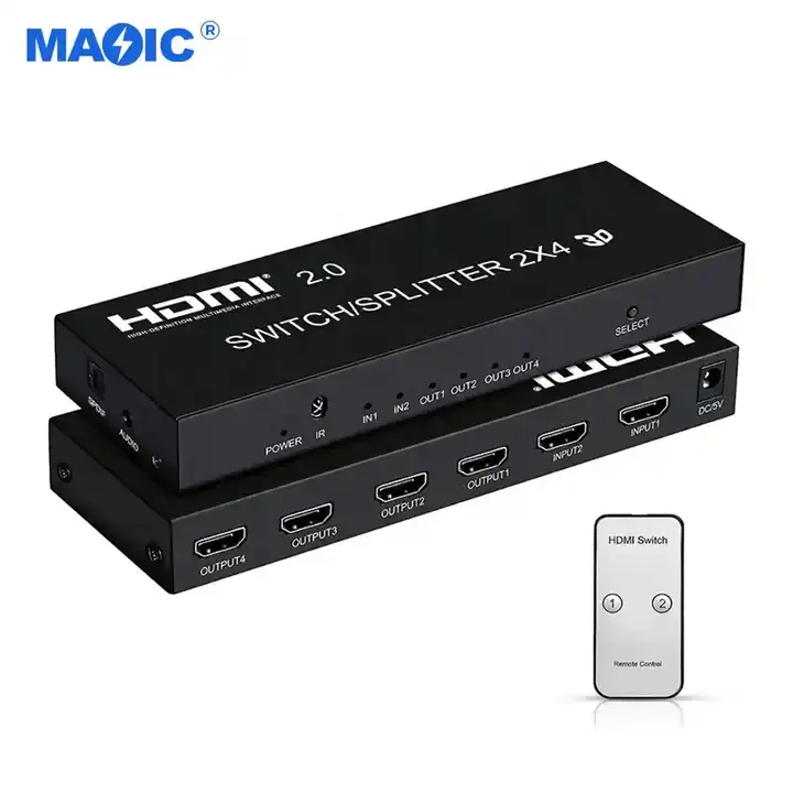 OEM HDMI matrice 2.0 4K 60HZ 2x4 Splitter interruttore 2 in 4 out splitter interruttore hdmi con 3.5MM SPDIF Audio