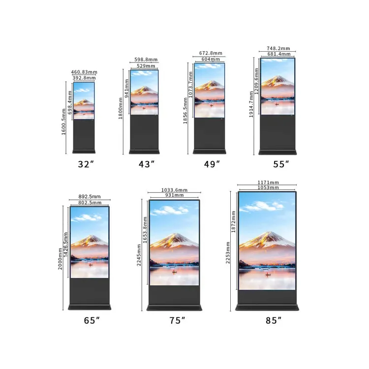 Best Verkopende Slimme Kiosk Verticale Lcd-Reclame Display Digitale Bewegwijzering Totem Vloer Staande Touchscreen
