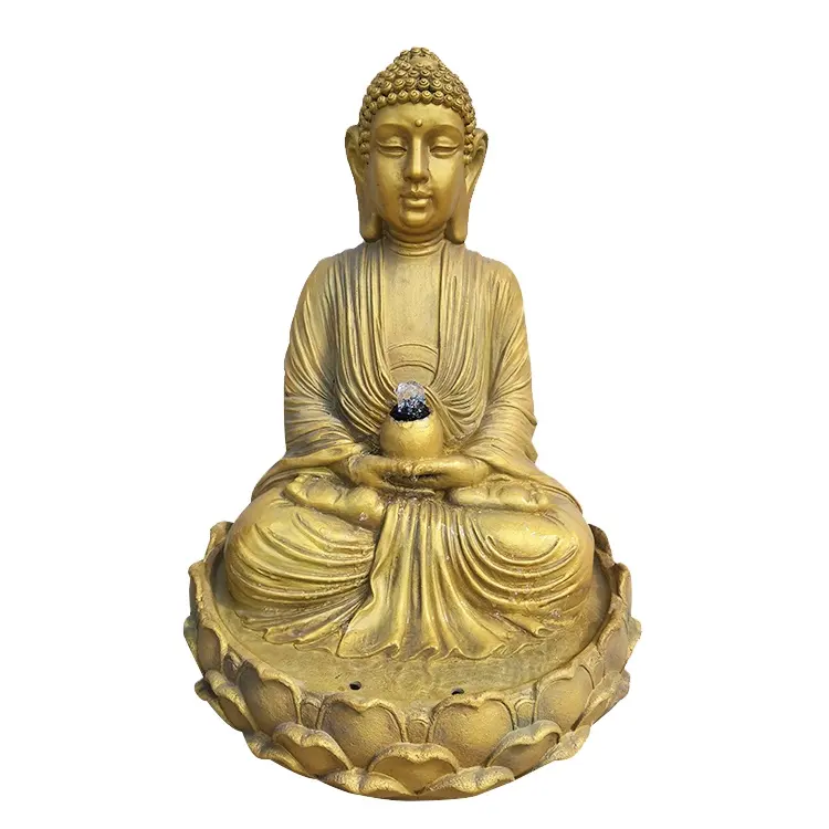 china factory supply hot sales Statue of Buddha water fountain garden fiberglass solar water fountain