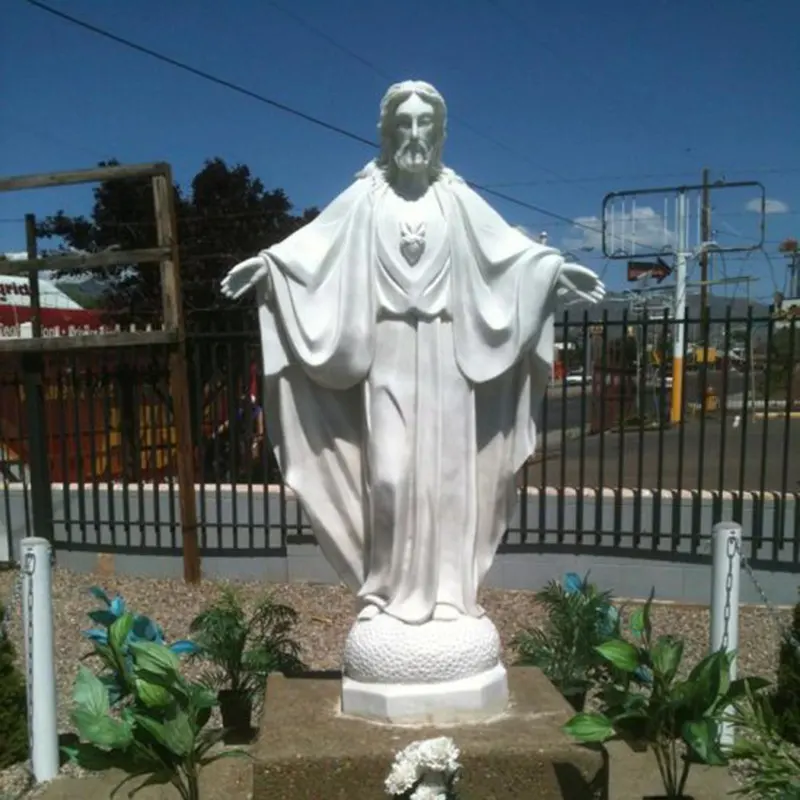 Figura religiosa in pietra scolpita a grandezza naturale personalizzata statua a grandezza naturale in marmo bianco Gesù Cristo statua scultura