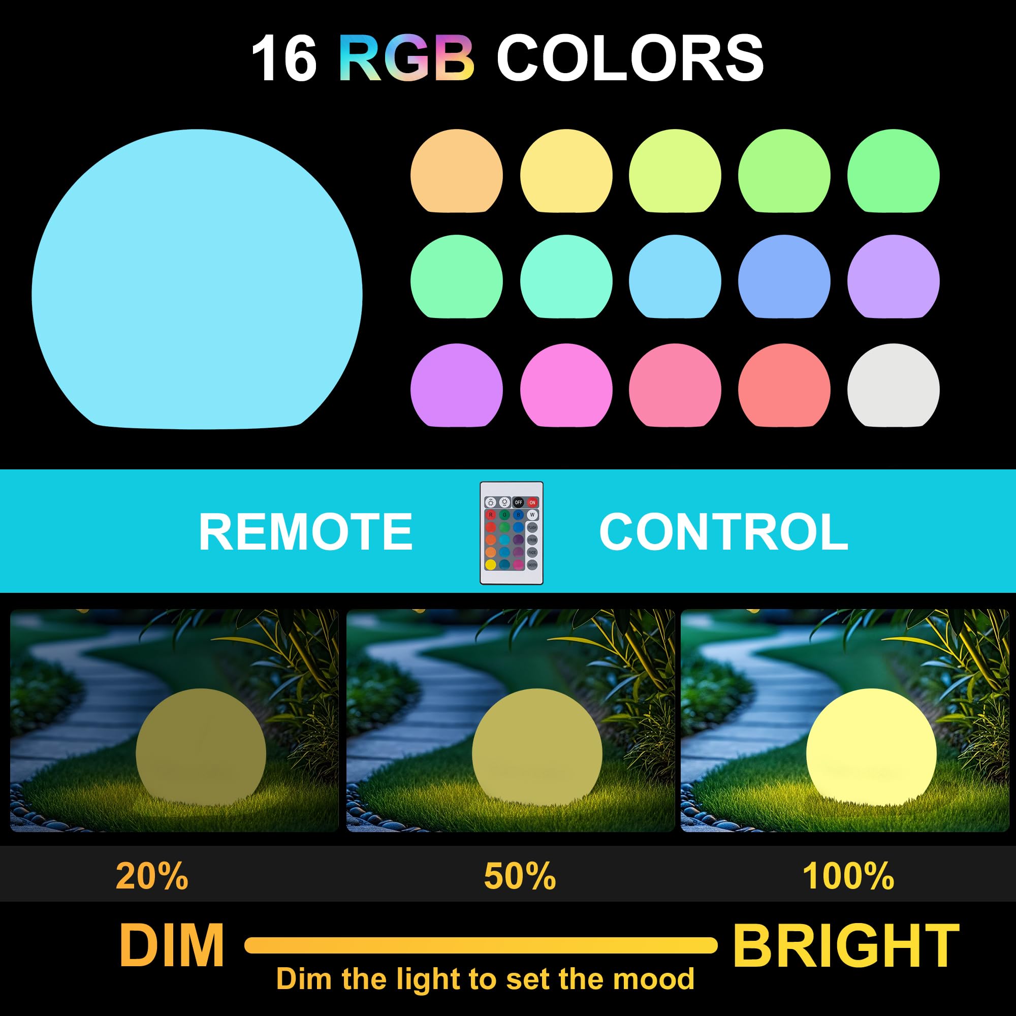 Lampe RGB rechargeable 3W 15CM avec télécommande