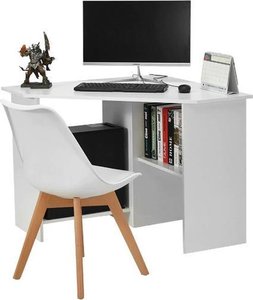 Mesa de escritorio de madera con forma de triángulo para ordenador, pequeño espacio negro, moderno, con estantería para el hogar y la Oficina - Product Image 4