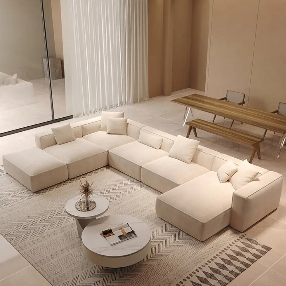 Veludo tecido canape salão moderno sofá L forma salão canto sofá sofá sofá modular secional