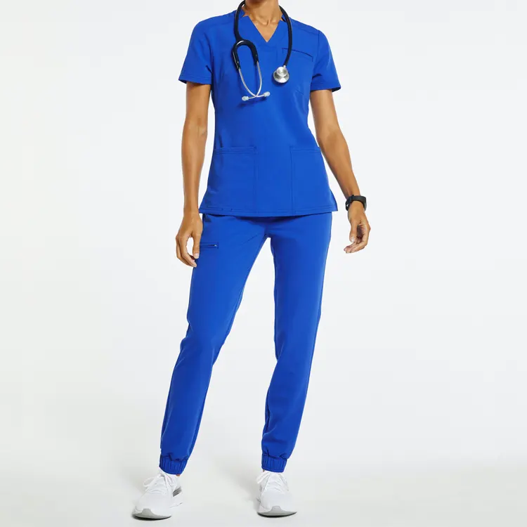 Uniforme médico de enfermeira, uniforme de hospital, decote em v, conjuntos de manga curta, calças de corrida, uniforme de enfermeira, venda imperdível