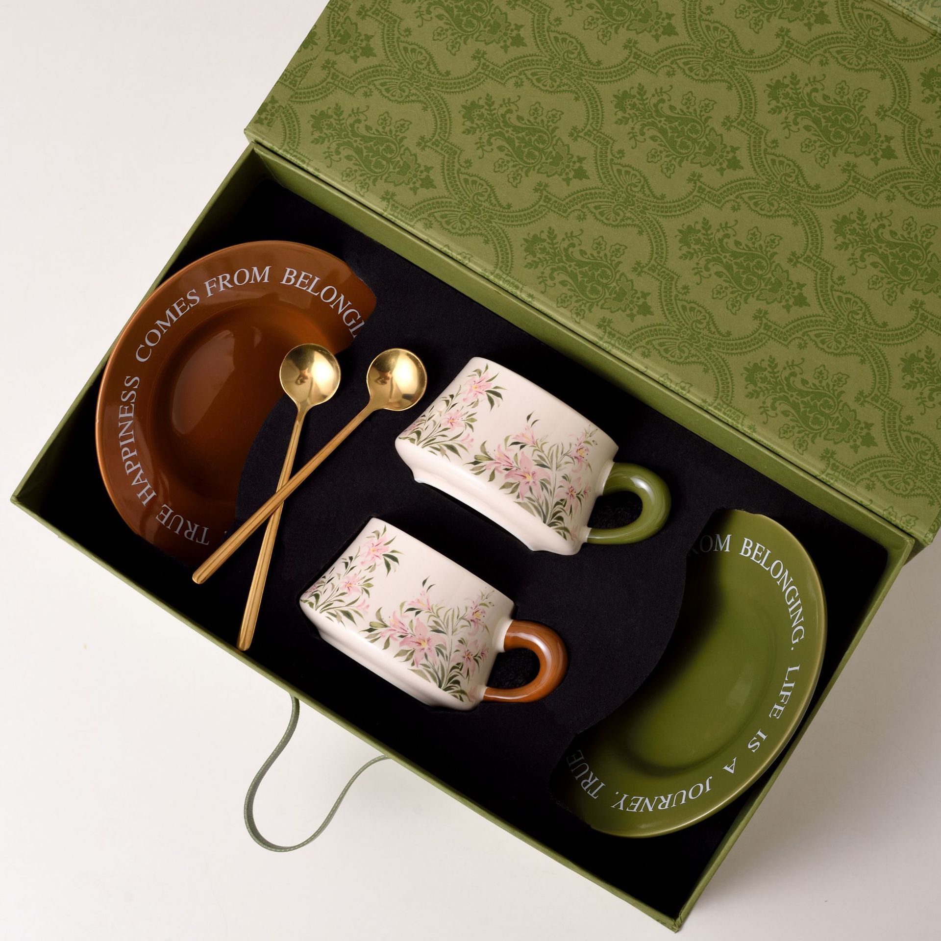 Coffret cadeau coupe lys vert marron