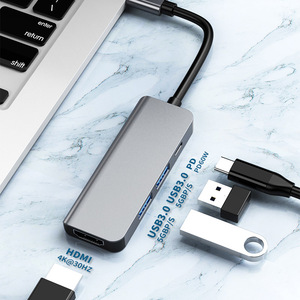 <strong>USB</strong> C HUB Type C to HDMI 4 in <strong>1</strong> Adapter Compatible With <strong>2</strong> <strong>USB</strong> 3.0 PD Charging Splitter for Laptops MacBook Pro/Air/Huawei Mate - Product Image 2